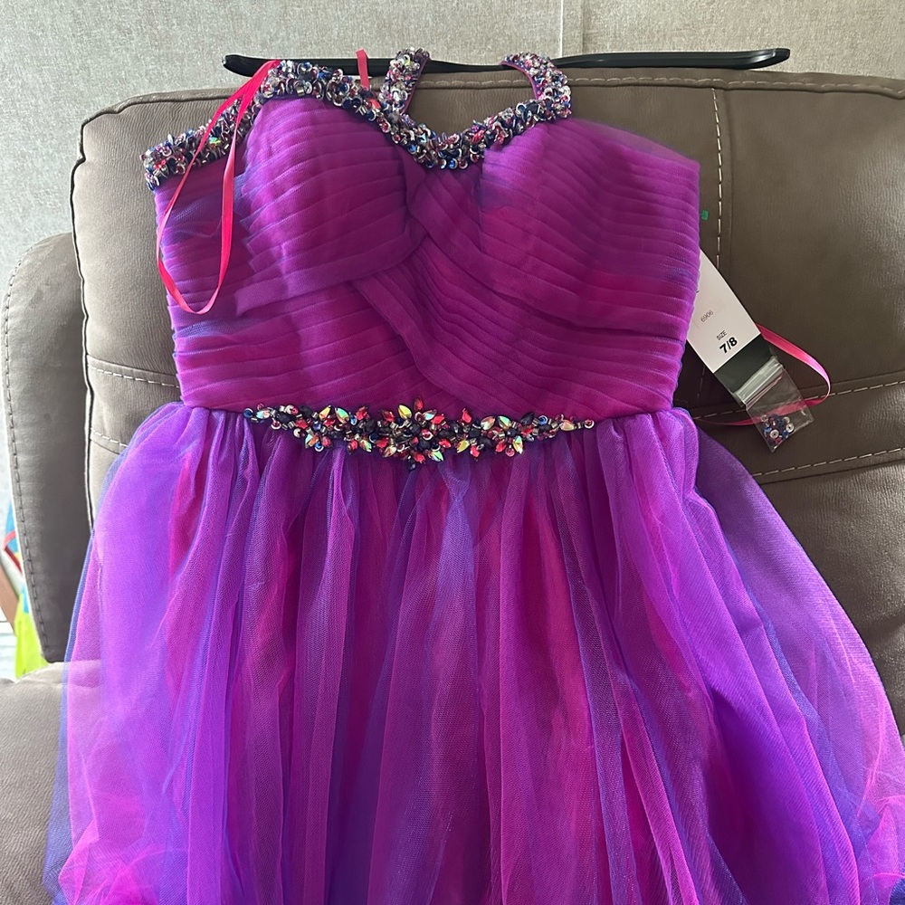 Purple Dress with Beaded Details